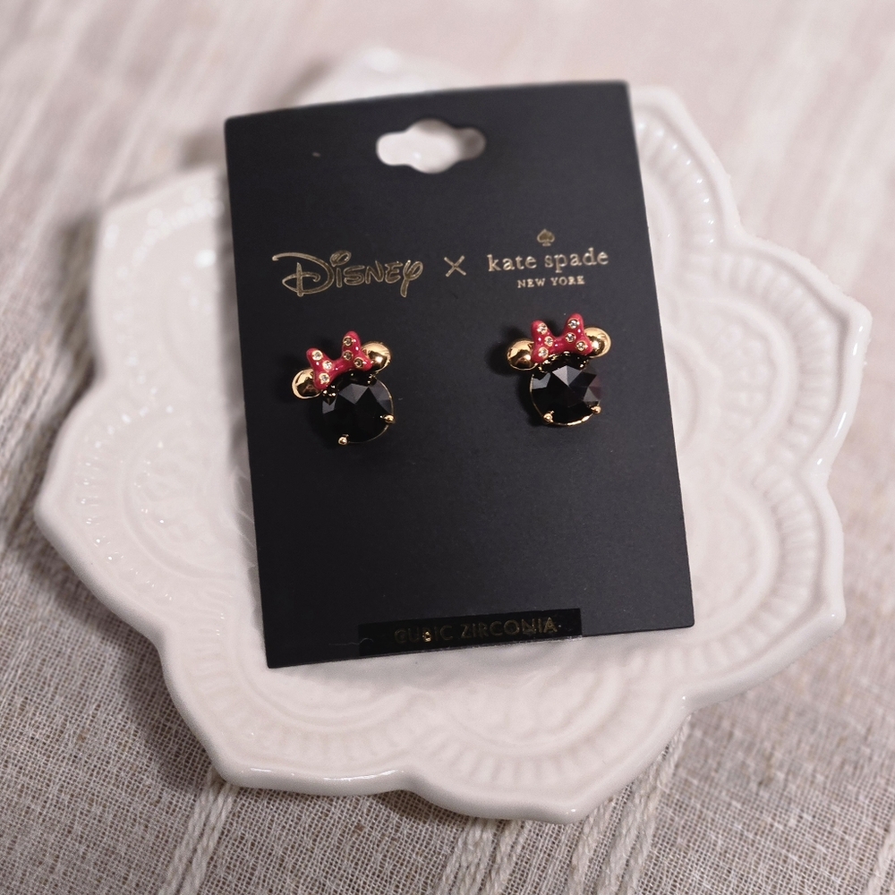 Kate Spade Disney Minnie Goldtone Earrings NWT Retail $59